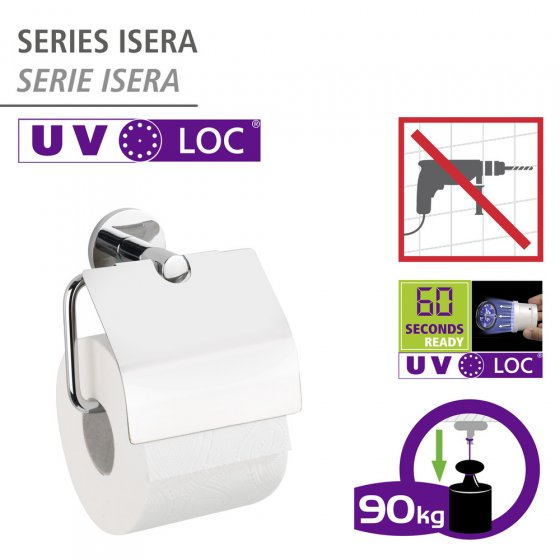 UV-Loc® Toilettenpapierhalter mit Deckel Mod. Isera, Befestigen ohne Bohren