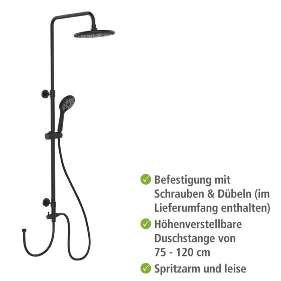 Duschsystem Watersaving Schwarz, bis zu 40 % Wasserersparnis 