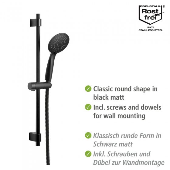 Brauseset Mod. Young Schwarz, Länge Stange: 66 cm