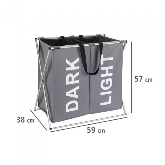 Wäschesammler Mod. Duo Grau, Wäschekorb, 120 l 