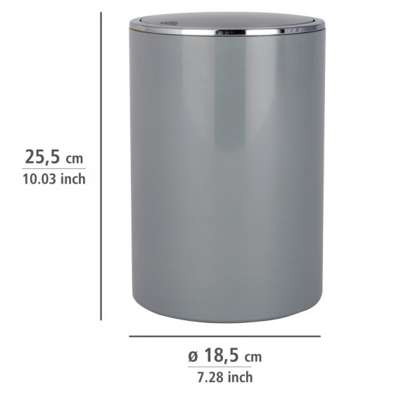 Schwingdeckeleimer Mod. Inca Grey, hochwertiger Kunststoff, 5 Liter
