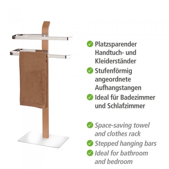 Handtuchständer Mod. Samona Nature mit 2 Armen, Gestell aus Schichtholz 