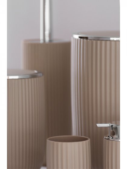 Schwingdeckeleimer Mod. Agropoli L Beige, Kosmetikeimer mit Schwingdeckel, 5,5 l