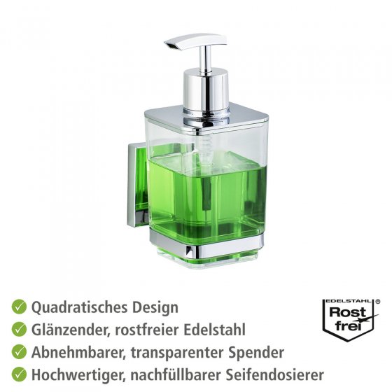Vacuum-Loc® Seifenspender Mod. Quadro Edelstahl, Befestigen ohne bohren