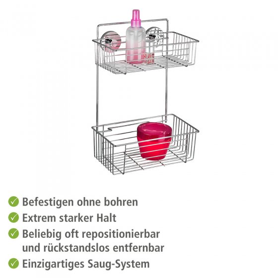 Vacuum-Loc® Wandregal 2 Etagen Mod. Bari, Befestigen ohne bohren