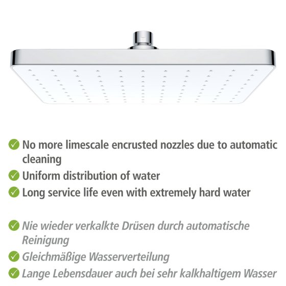 Regenduschkopf Automatic Cleaning 25 x 17 cm, mit automatischem Reinigungssystem 