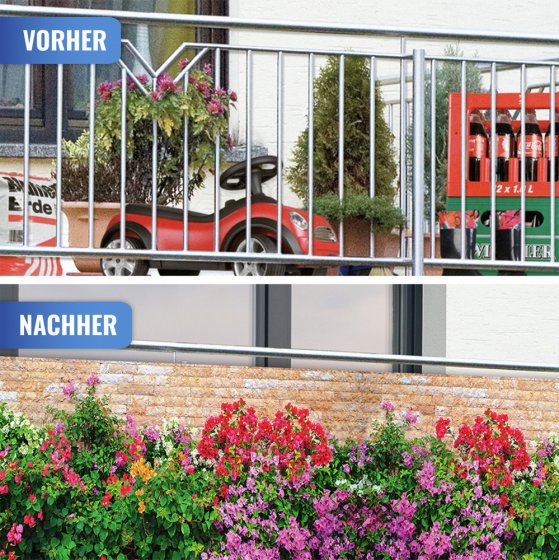 Balkon-Sichtschutz Mauer-Blumen, 5 m, UV- und witterungsbeständig 