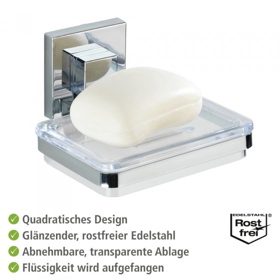 Vacuum-Loc® Seifenablage Mod. Quadro Edelstahl, Befestigen ohne bohren