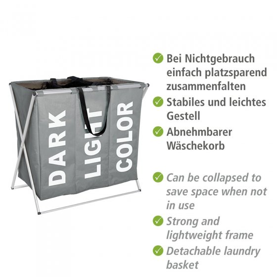 Wäschesammler Mod. Trio Grau, Wäschekorb, 130 l 