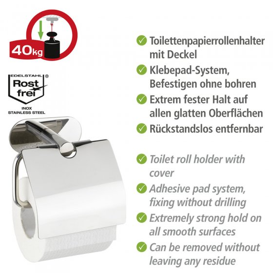 Turbo-Loc® Toilettenpapierhalter Mod. Orea Shine, mit Deckel 