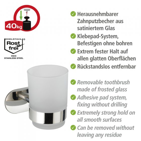 Turbo-Loc® Zahnputzbecherhalter Mod. Orea Uno Shine, Befestigen ohne bohren 
