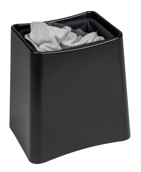 2in1 Badhocker Mod. Wing Schwarz Matt, Badhocker mit herausnehmbarem Wäschesack