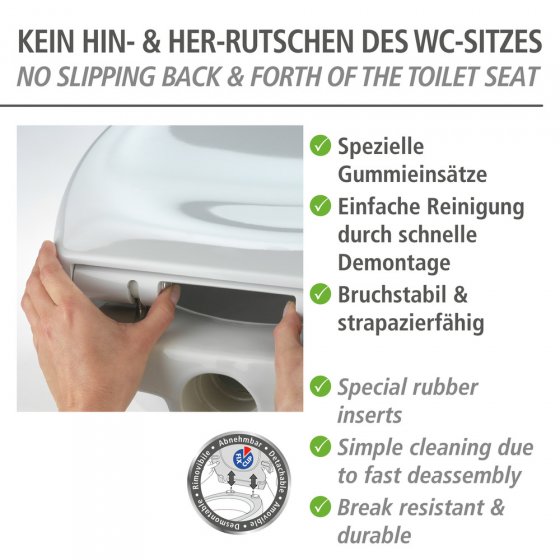 Premium WC-Sitz Mod. Ottana Hellgrau, aus antibakteriellem Duroplast