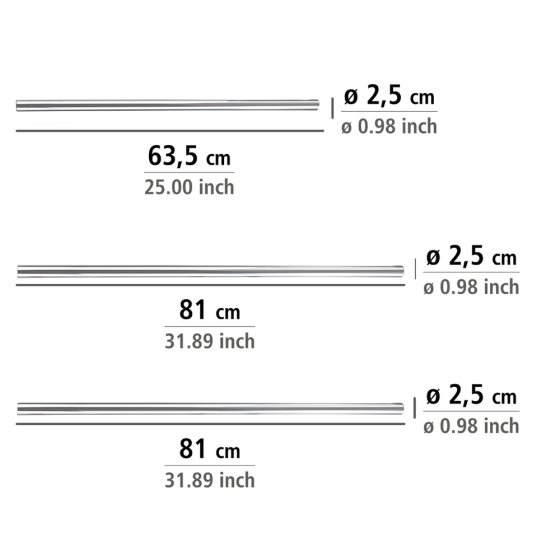 Winkelstange Universal extra stark Chrom, 3 verschiedene Kombinationsmöglichkeiten 