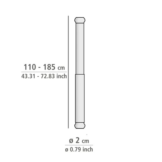 Teleskop-Duschstange Weiß Ø 2 cm, 110 - 185 cm, aus rostfreiem Aluminium 