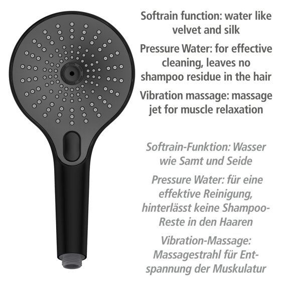 Duschkopf Mod. Ultimate Shower Schwarz/Grau, Ø 13 cm 