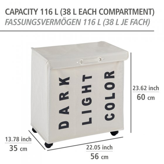 Wäschesammler Mod. Trivo Beige, Fassungsvermögen: 116 Liter