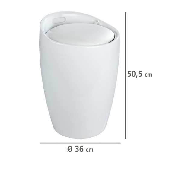 Hocker Mod. Candy White, mit abnehmbarem Wäschesammler