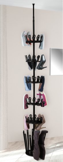 Teleskop-Schuhregal Mod. Achilles, Schwarz, für 30 Paar Schuhe und 6 Paar Stiefel 