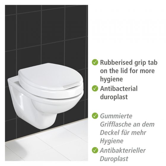 WC-Sitz Mod. Secura Comfort, aus antibakteriellem Duroplast mit Sitzflächenerhöhung