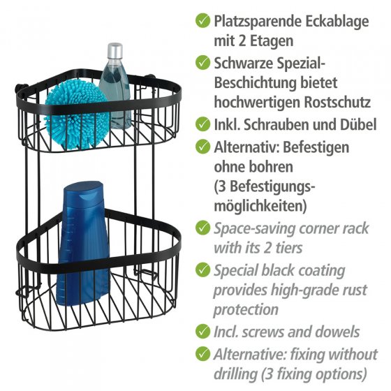Eckregal 2 Etagen Classic Plus Black, mit hochwertigem Rostschutz
