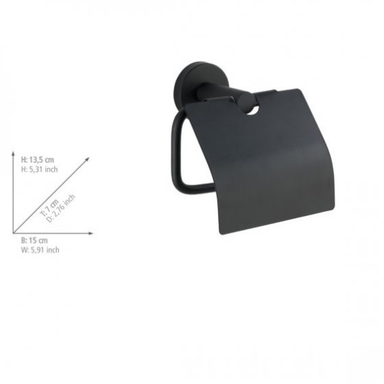 Toilettenpapierhalter Edelstahl Mod. Bosio Black matt mit Deckel, rostfrei