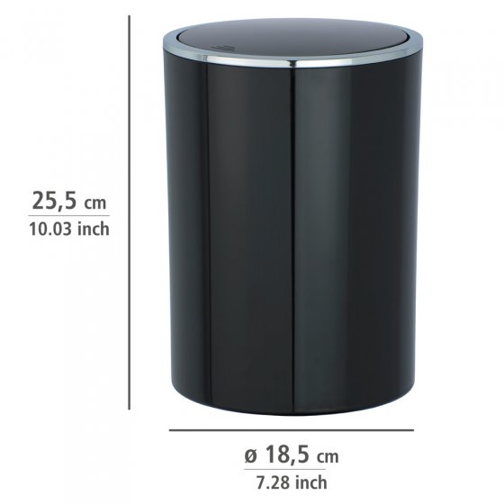 Schwingdeckeleimer Mod. Inca Black, hochwertiger Kunststoff, 5 Liter 