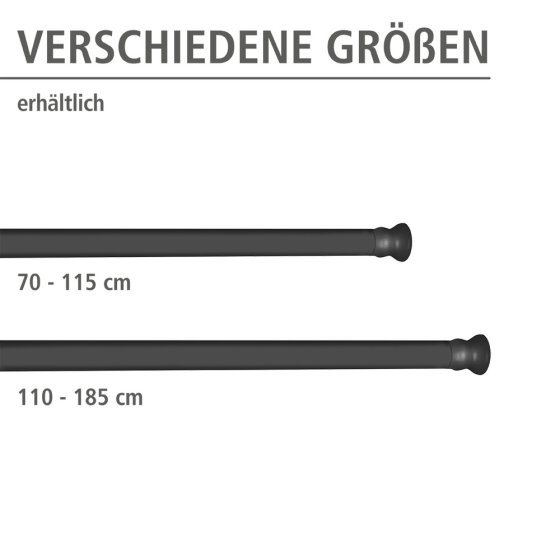 Teleskop-Duschstange Schwarz 110 - 185 cm, aus rostfreiem Aluminium 