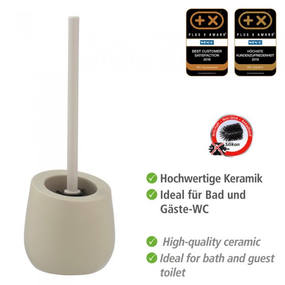 WC-Garnitur Mod. Badi Beige Keramik, mit Silikon-Bürstenkopf 