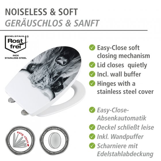 WC-Sitz Mod. Yak mit Hochglanz-Oberfläche, aus bruchstabilem Thermoplast