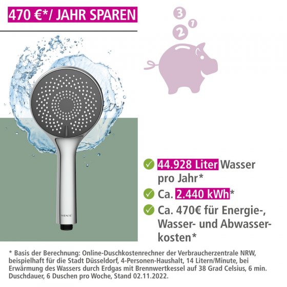 Brauseset Watersaving Chrom, Länge Stange: 70 cm