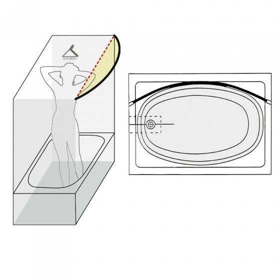 Teleskop-Badewannenstange bogenförmig Chrom, extra stabil mit Ø 2,5 cm 
