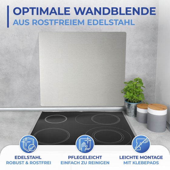 Wandblende Edelstahl, zuverlässiger Spritzschutz 