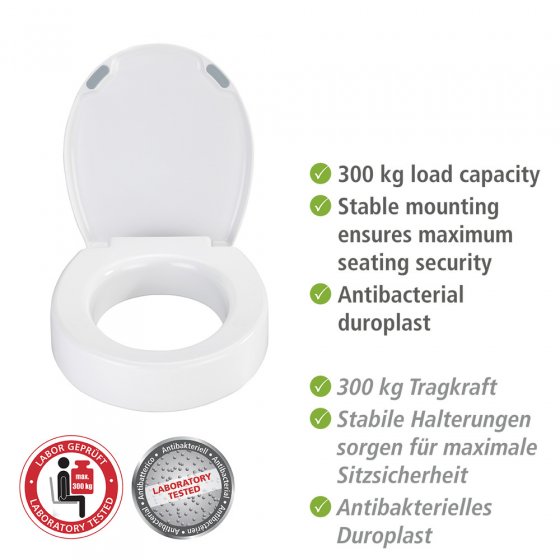 WC-Sitz Mod. Secura Comfort L, aus antibakteriellem Duroplast mit Sitzflächenerhöhung