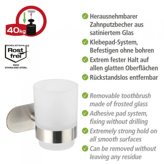 Turbo-Loc® Zahnputzbecherhalter Mod. Orea Uno Matt, Befestigen ohne bohren 