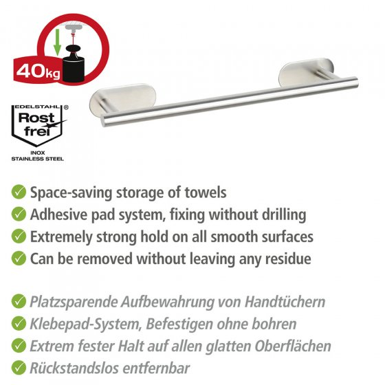 Turbo-Loc® Badetuchstange Mod. Orea Matt, 40 cm, Befestigen ohne bohren 