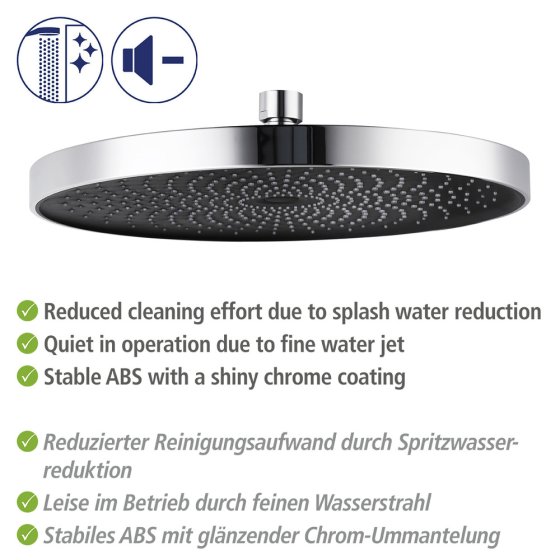 Duschkopf Mod. Softwater Chrom/Schwarz, Ø 26 cm 