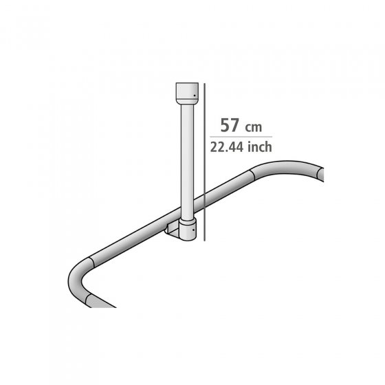Deckenstütze für Duschstangen Schwarz, 57 cm, für Stangen mit Ø 2 / 2,5 cm