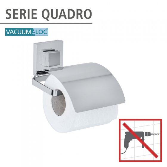 Vacuum-Loc® Edelstahl Toilettenpapierhalter Cover Mod. Quadro, Befestigen ohne bohren 