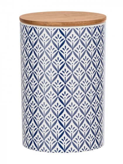 Aufbewahrungsdose Mod. Lorca 1,45 l , Keramikdose im mediterranen Ornamenten-Muster, Blau-Weiß 