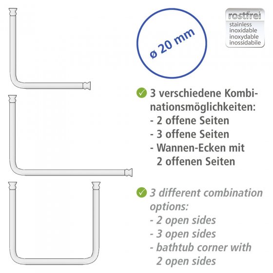 Winkelstange Universal Weiß, 20 mm 
