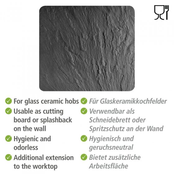 Multi-Platte Mod. Schiefer, Spritzschutz, Herdblende, Schneidbrett
