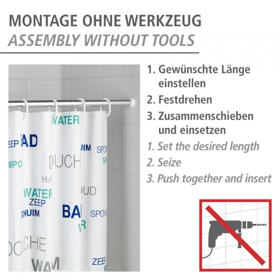 Teleskop-Duschstange Chrom 110 - 185 cm, aus rostfreiem Aluminium