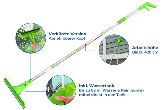 Sprüh-Fensterwischer Mod. Maxi extra lang, Arbeitshöhe bis 420 cm 