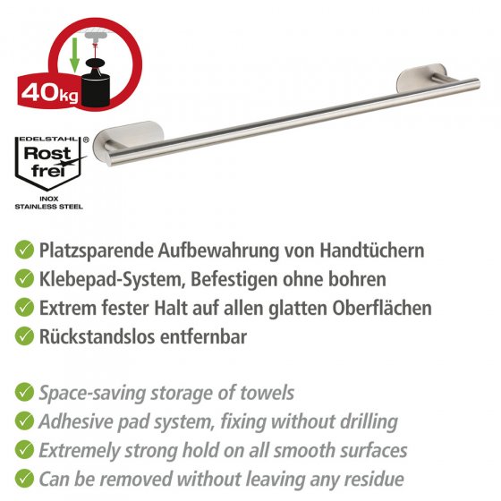 Turbo-Loc® Badetuchstange Mod. Orea Uno Matt, 60 cm, Befestigen ohne bohren 