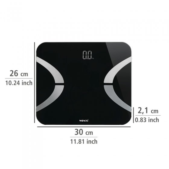 Analysewaage LED mit Bluetooth Schwarz, Körperfettwaage