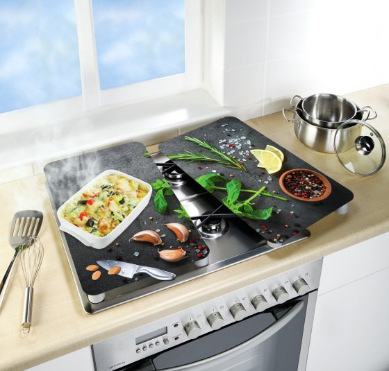Herdabdeckplatten Universal Kräuter 2er Set, für alle Herdarten 