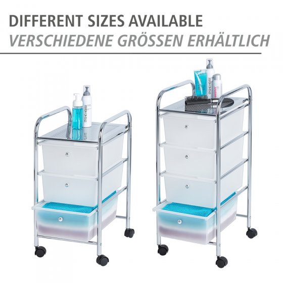 Rollwagen Mod. Messina mit 4 Schubladen, aus transparentem Kunststoff