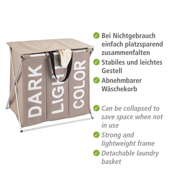 Wäschesammler Mod. Trio Top Taupe, Fassungsvermögen: 118 Liter