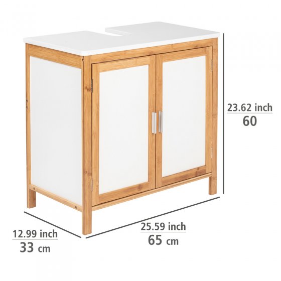 Waschbeckenunterschrank Mod. Finja, Waschbecken-Unterregal aus Bambus/MDF